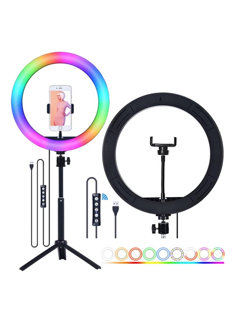 حلقة إضاءة RGB LED مع مشبك موبايل – إضاءة سيلفي USB للتصوير والمكياج والفيديو - Image 1