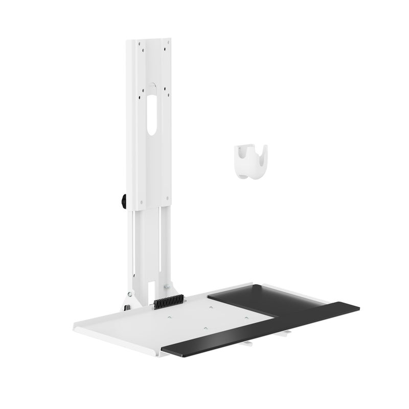 Mount Plus MED01 Medical Monitor and Keyboard Wall Mount For 17" to 32" Display with Height Adjustable Standing Keyboard Tray | Wide Platform with Mouse Pad | Wall Mount Scanner Holder - Image 2