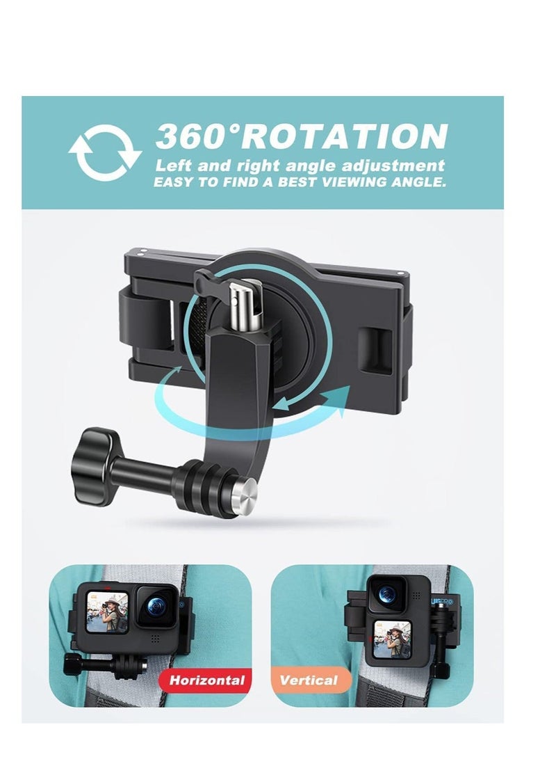 XiuWoo SYOSI Professional Mount for Backpack Strap Adjustable Camera Shoulder Compatible GoPro Hero 9 8 7 6 5 4 Black Session Insta 360 One R DJI Osmo Action and Most - Image 2