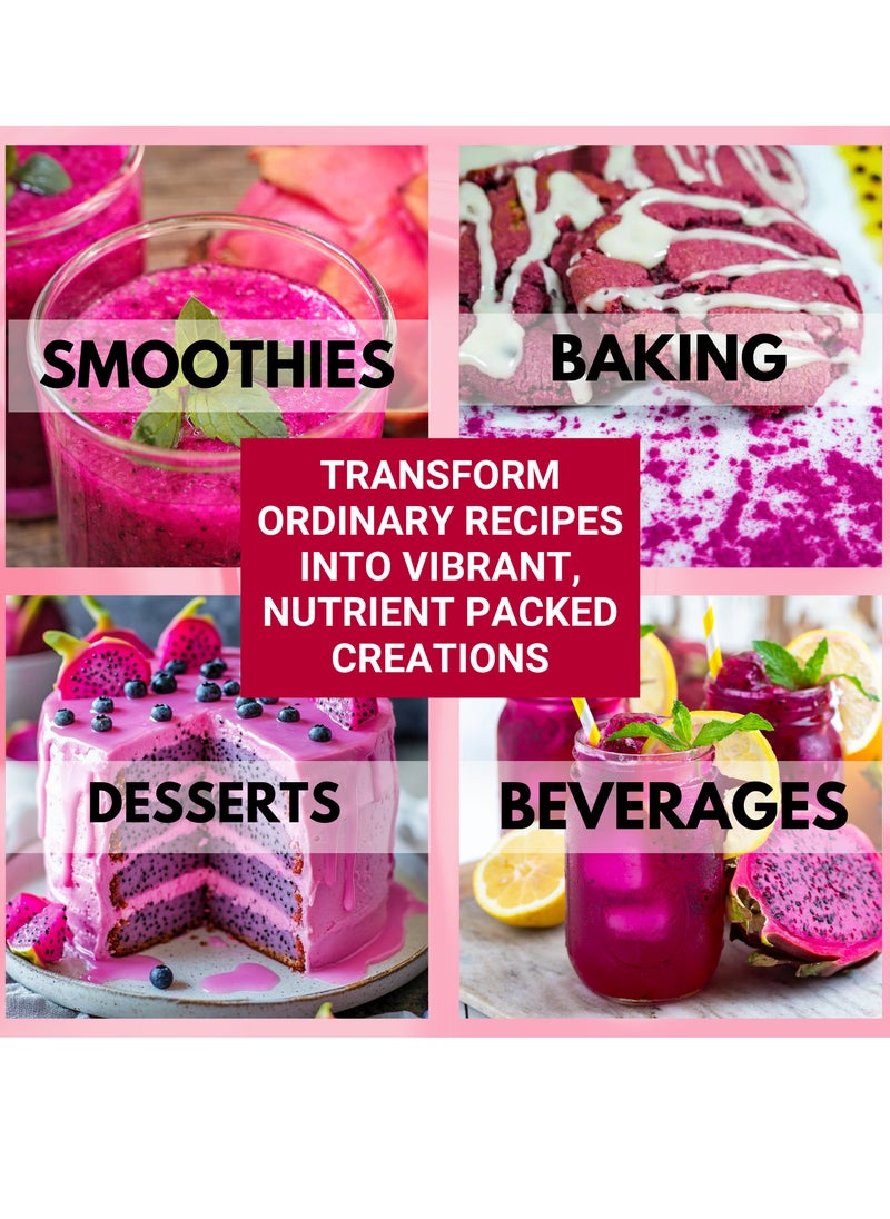 BLISS OF EARTH Dragon Fruit Powder Pink Pitaya Powder For Baking & Drinks Rich in Antioxidants Ideal for Smoothies Baking and Health Drinks 2x100gm  - Image 4