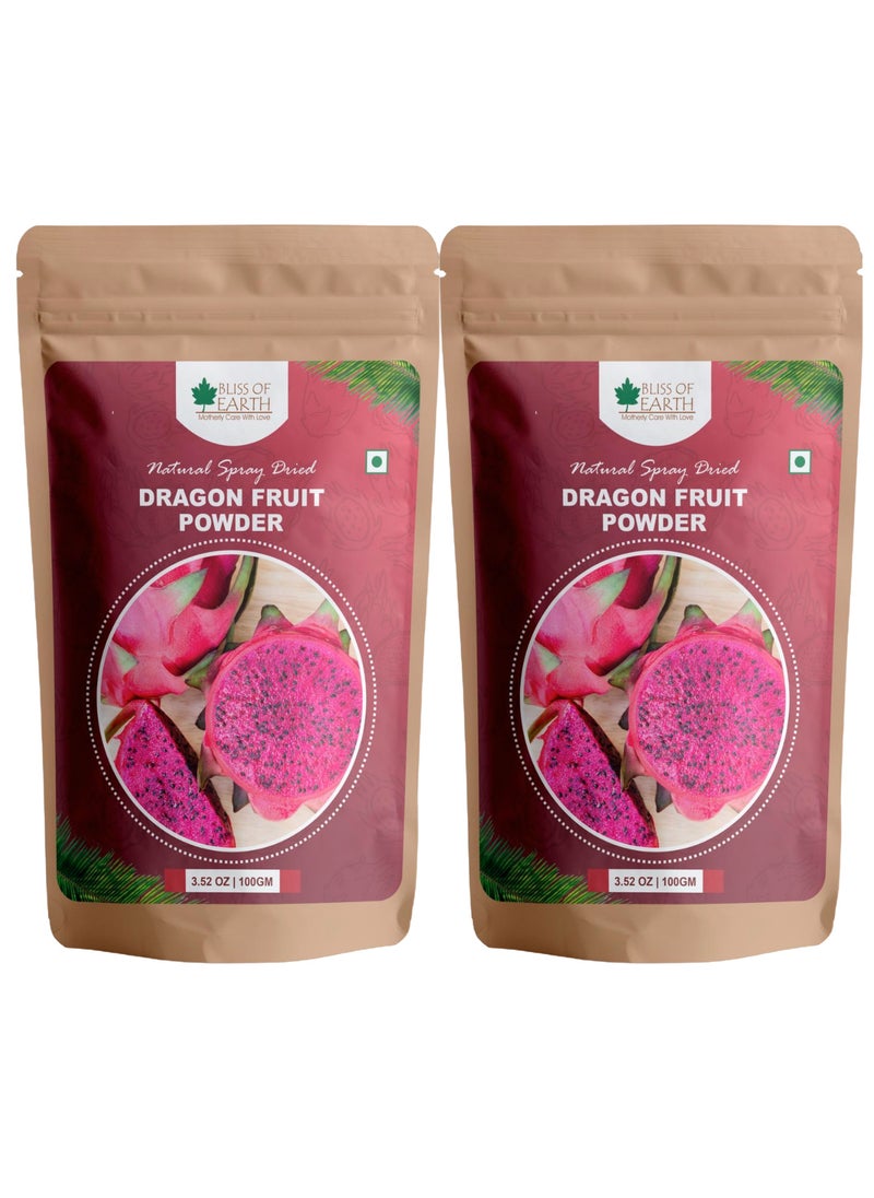 BLISS OF EARTH Dragon Fruit Powder Pink Pitaya Powder For Baking & Drinks Rich in Antioxidants Ideal for Smoothies Baking and Health Drinks 2x100gm  - Image 5
