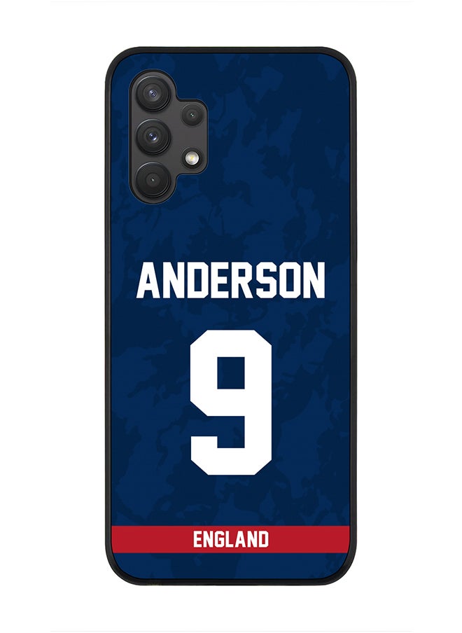 Stylizedd - Rugged Black Edge Case for Samsung Galaxy A32 (LTE / 4G), Slim fit Soft Case Flexible thin Cover - Player Name - James Anderson, Jersey Number- 9 - Image 1