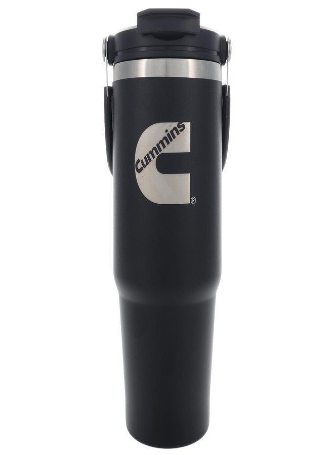 Cummins CMN35401 2 in 1 Tumbler with Flip Lid and Straw 30-Ounce Tumbler with Handle Stainless Steel Travel Mug-Black - Image 1