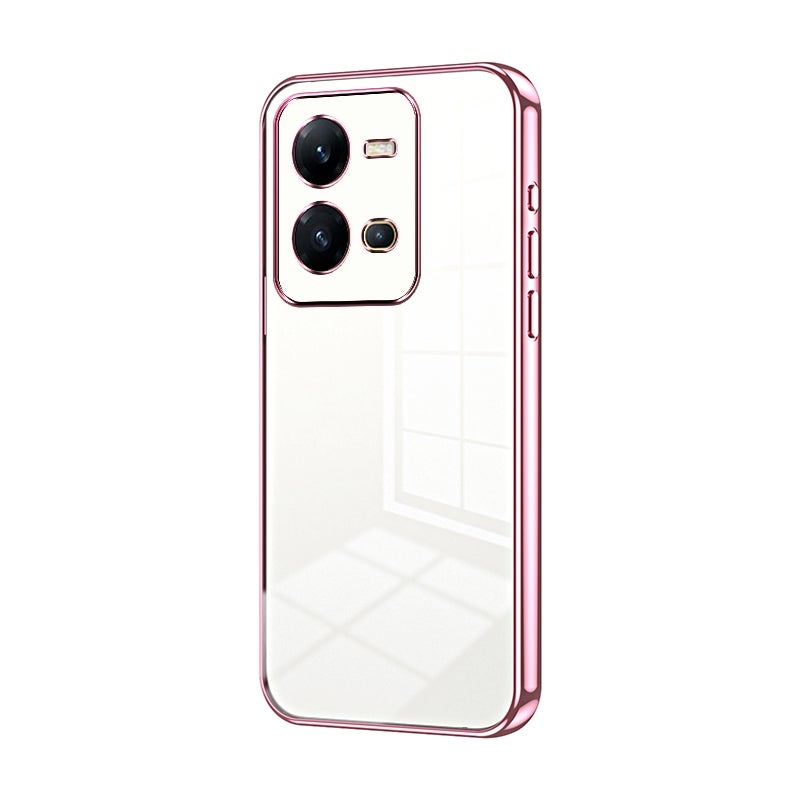 HuHa Case Cover For vivo V25 / V25e Transparent Plating Fine Hole Phone Case(Pink) - Image 1
