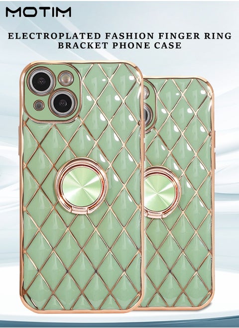 Glitter Case for iPhone 14/14 Plus with Ring Holder Kickstand Plated Soft TPU Cover Slim Shockproof Protective Phone Case