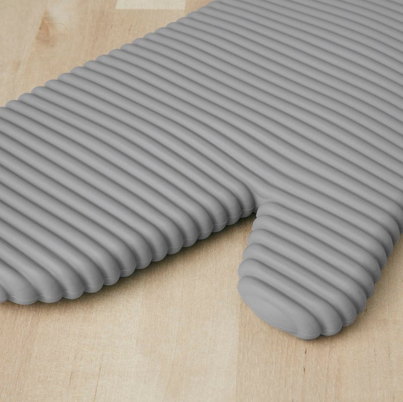 KitchenAid KitchenAid Ribbed Soft Silicone Oven Mitt Set, 7"x13", Grey 2 Count  - Image 3