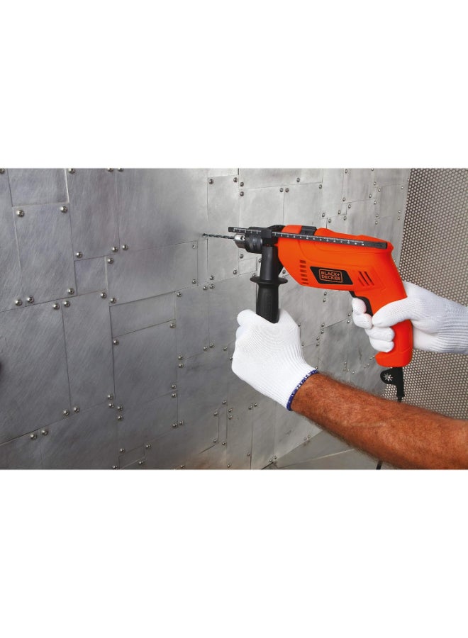 BLACK+DECKER 650W 13mm Hammer Drill With Variable Speed & Reverse Switch, Hd650-B5 Orange/Black - Image 2