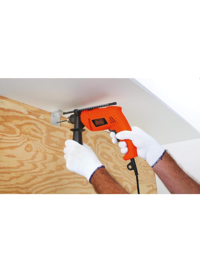 BLACK+DECKER 650W 13mm Hammer Drill With Variable Speed & Reverse Switch, Hd650-B5 Orange/Black - Image 3