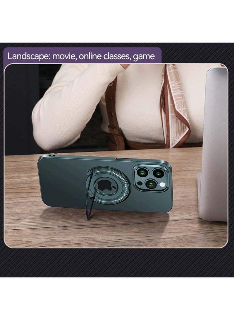 iPhone 15 Pro MagSafe Case Cover Protector Protection With Magnetic Wireless Charging Back Invisible Ring Stand Mobile Phone Holder Kickstand Cell Anti-scratch Anti-drop Shockproof Cover Accessory  - Image 4