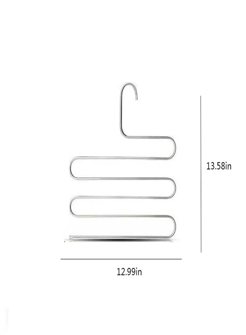 S Type Clothes Pants Hangers Stainless Steel Space Saving Hangers 5 Layers Closet Storage Organizer for Jeans Trousers Tie Belt Scarf - Image 3