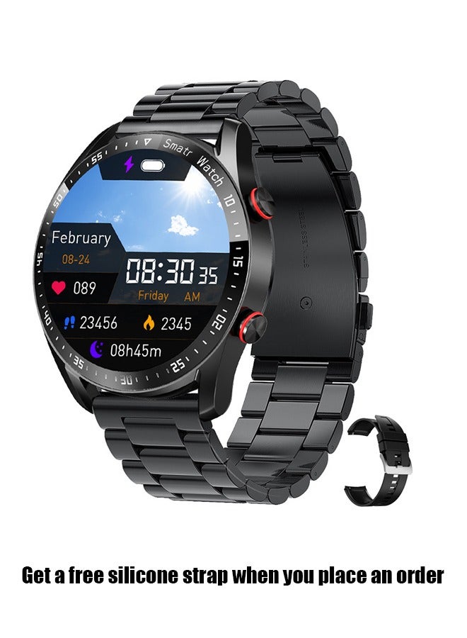 Men's IP67 Smartwatch with Wireless Calls, & Step Monitoring, Calorie Counter, Sleep Tracker, Multiple Sport Modes, Wireless 4.0, Silicone Strap for iPhone/Android, Wireless Communication | Sporty Smartwatch | Robust Watch Design - Image 1
