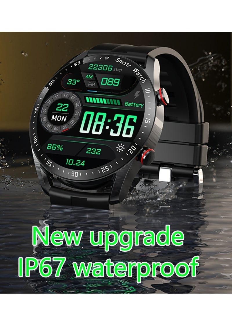 Men's IP67 Smartwatch with Wireless Calls, & Step Monitoring, Calorie Counter, Sleep Tracker, Multiple Sport Modes, Wireless 4.0, Silicone Strap for iPhone/Android, Wireless Communication | Sporty Smartwatch | Robust Watch Design - Image 2