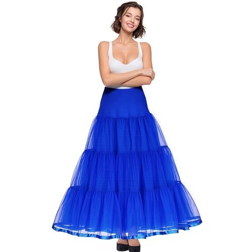 Shimaly Women's Floor Length Wedding Petticoat Long Underskirt for Formal Dress (S-L, Royal Blue) - Image 1