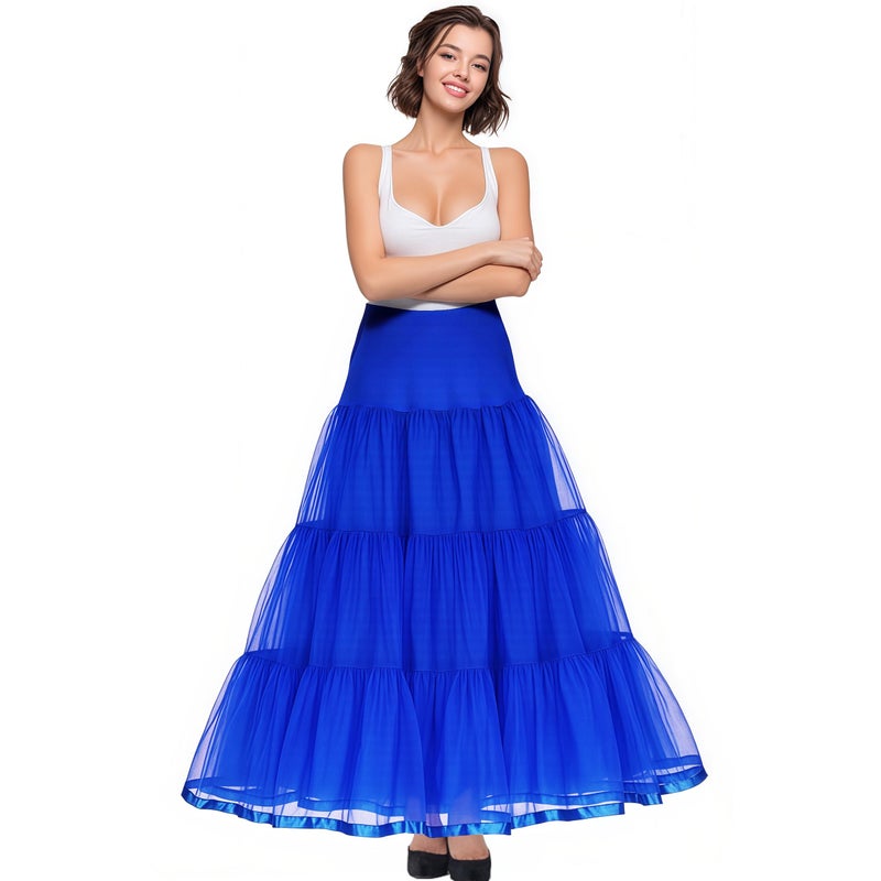 Shimaly Women's Floor Length Wedding Petticoat Long Underskirt for Formal Dress (S-L, Royal Blue) - Image 4