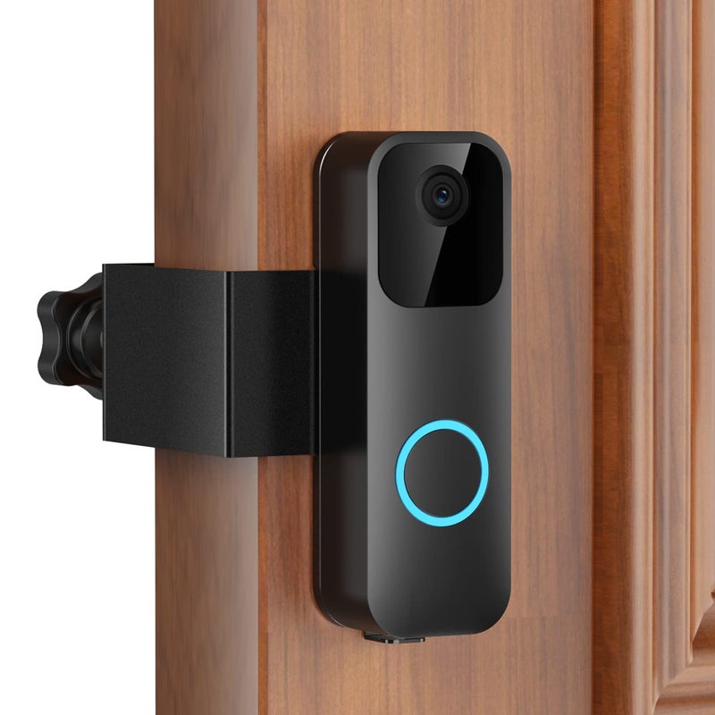KTCEFE Anti-Theft Blink Video Doorbell Door Mount, No Drilling High Quality Stainless & Aluminum Video Camera Doorbell Mount for Apartment Renters Home Office Room - Doorbell Not Included (Black) - Image 1