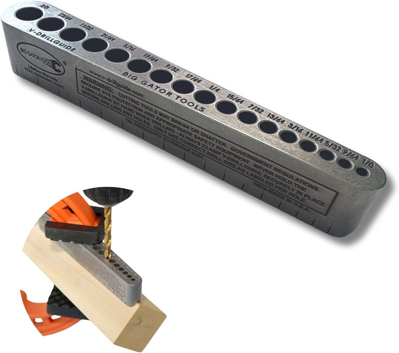 Big Gator Tools STD1000DGNP V-Drill Guide with 17 Drill Sizes - Image 2