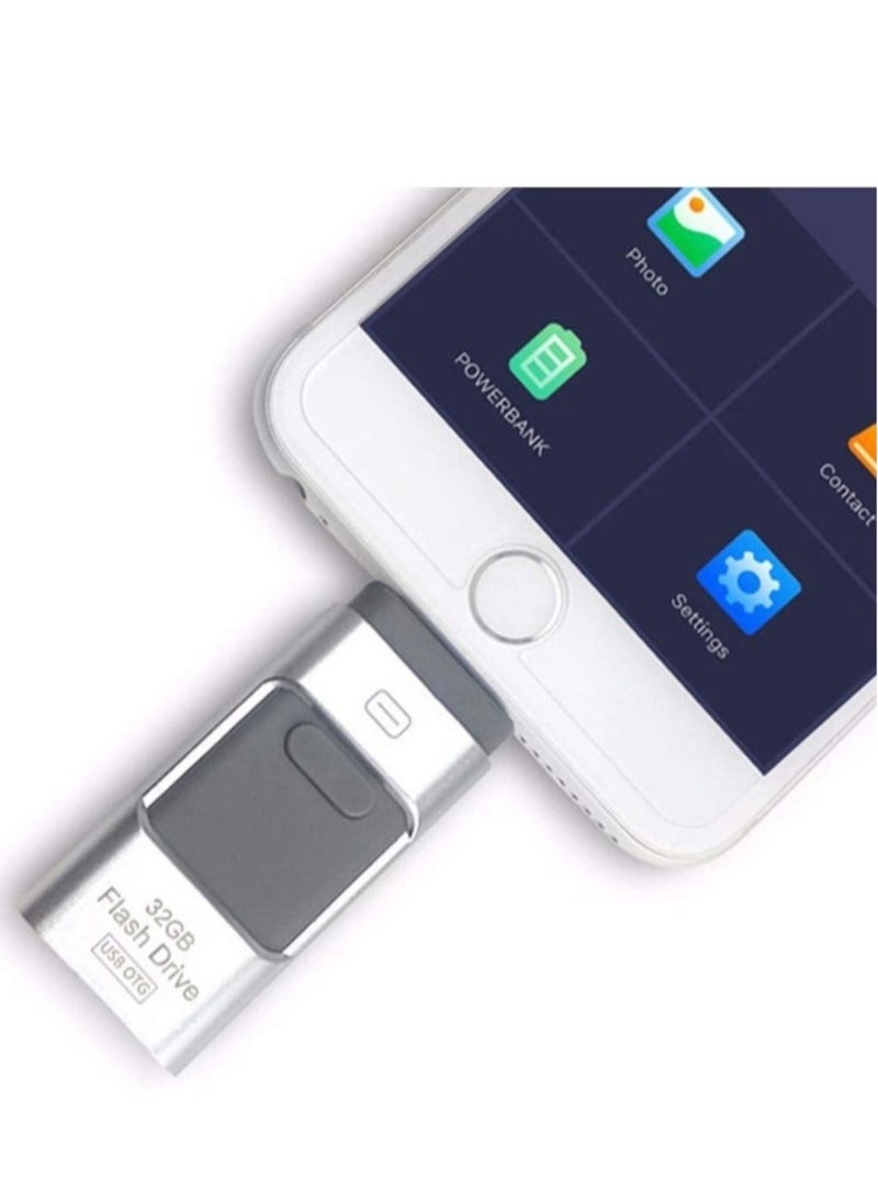 ELTRAZONE - ELTRAZONE 3-In-1 OTG USB 3.0 Memory Stick Pen Drives for iPhone/iPad/Android /PC (256GB, Silver) - Image 1