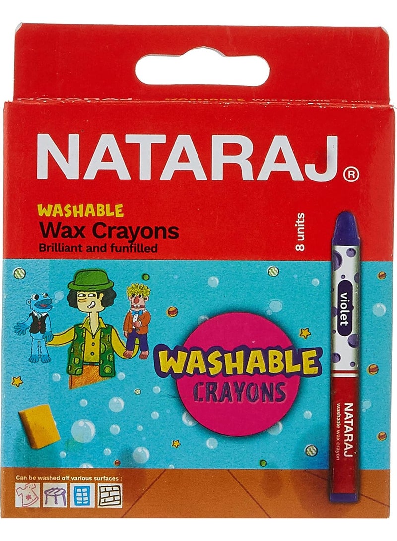 ناتاراج أقلام تلوين شمعية دائرية كبيرة الحجم قابلة للغسل من ناتاراج، 8 قطع، متعددة الألوان - Image 1