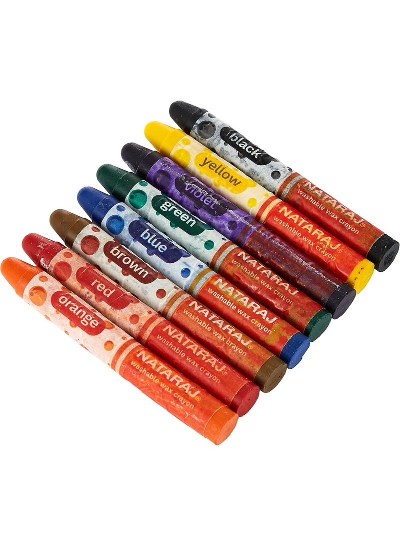 ناتاراج أقلام تلوين شمعية دائرية كبيرة الحجم قابلة للغسل من ناتاراج، 8 قطع، متعددة الألوان - Image 3