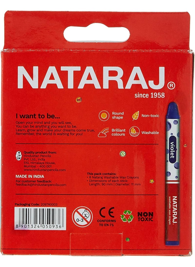 ناتاراج أقلام تلوين شمعية دائرية كبيرة الحجم قابلة للغسل من ناتاراج، 8 قطع، متعددة الألوان - Image 4