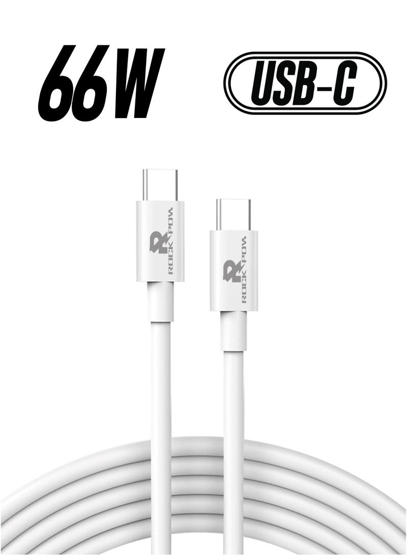 Rock Pow USB C Cable 1M 66W Power Delivery PD Fast charge Cable USB C to USB C for iPhone 15 Pro/15 Pro Max/15/15 Plus/iPad mini 6/MacBook Pro/Air/iPad Pro/Samsung S23+/Huawei P60/etc  - Image 1