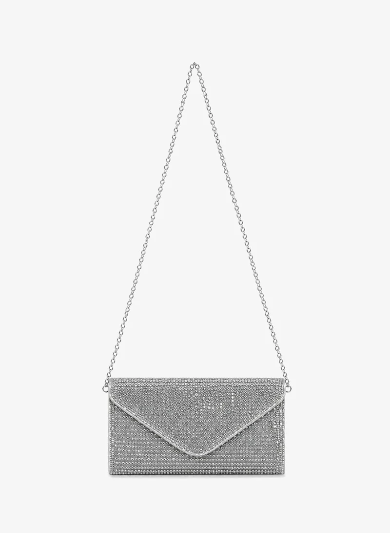 Viny Viny Women's Crystal Rhinestone Envelope Clutch – Fully Embellished with Detachable Chain Strap – Parties, Weddings & Formal Occasions – Gold, Silver, Champagne, Black, Black & White