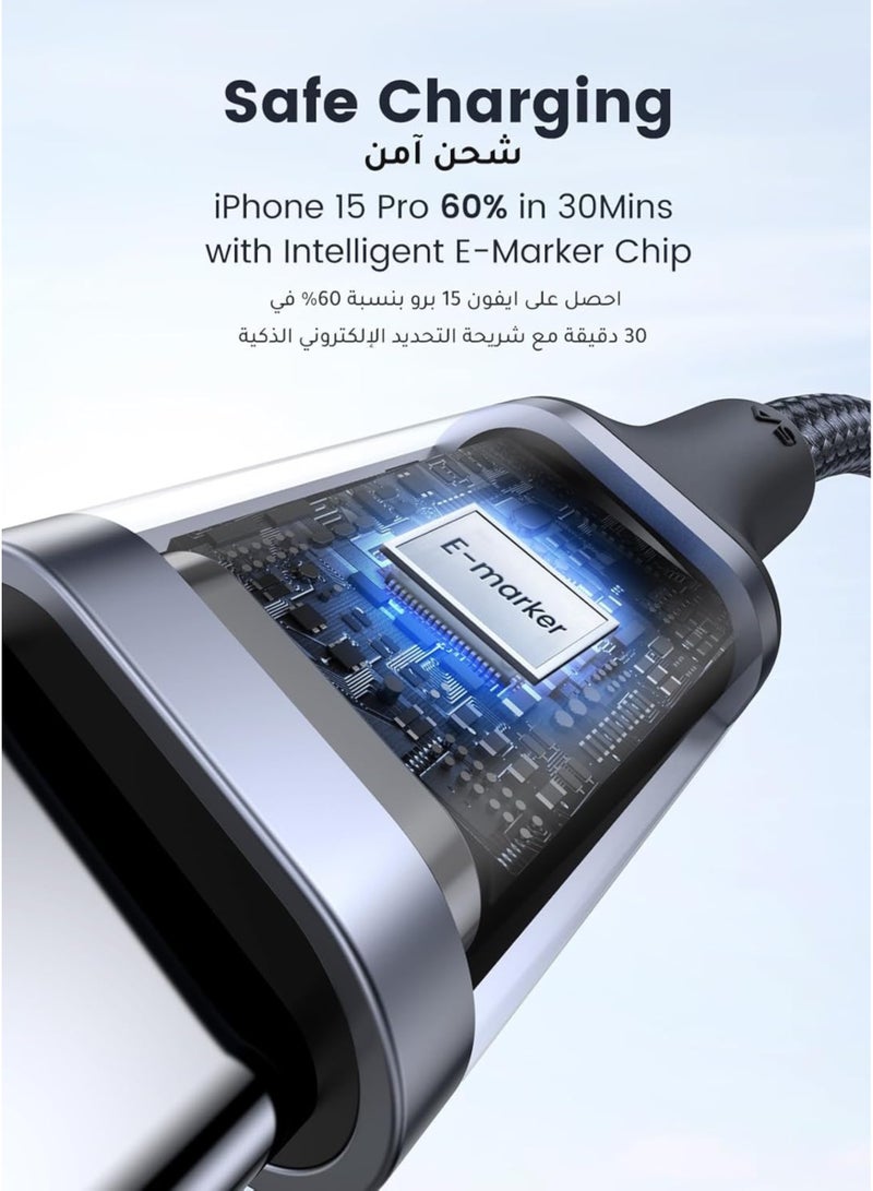 Pukon 120W Type-C to Type-C Braided Fast Charging Cable – Super Fast USB-C PD Charge & High-Speed Data Transfer Cord, Durable Nylon Braided USB-C Cable Compatible with iPhone 16/15 Pro Max, Samsung Galaxy S25/S24/S23 Ultra, Google Pixel 9/8, Xiaomi 15/14, Redmi Note Series, Huawei Pura & Mate Series, OnePlus 13/12, Oppo Find X Series, Vivo X Series, iPad Pro, MacBook, Tablets, Laptops & USB-C Devices - Image 3