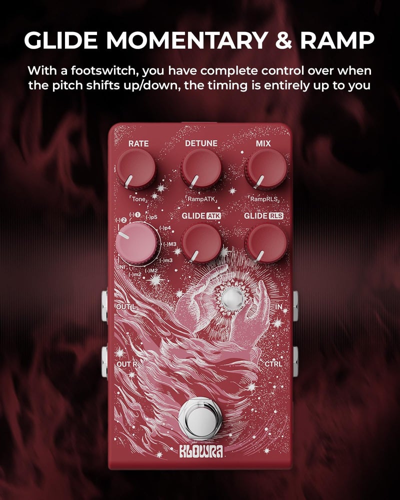 Klowra Vein Pitch Shifter Guitar Pedal for Electric Guitar - Polyphonic Pitch Shifting with 17 Shift Drop Types, Microtonal True Stereo, Massive Detune Range, Tighter Tracking, CTRL Control - Image 5