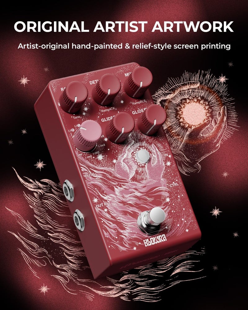 Klowra Vein Pitch Shifter Guitar Pedal for Electric Guitar - Polyphonic Pitch Shifting with 17 Shift Drop Types, Microtonal True Stereo, Massive Detune Range, Tighter Tracking, CTRL Control - Image 3