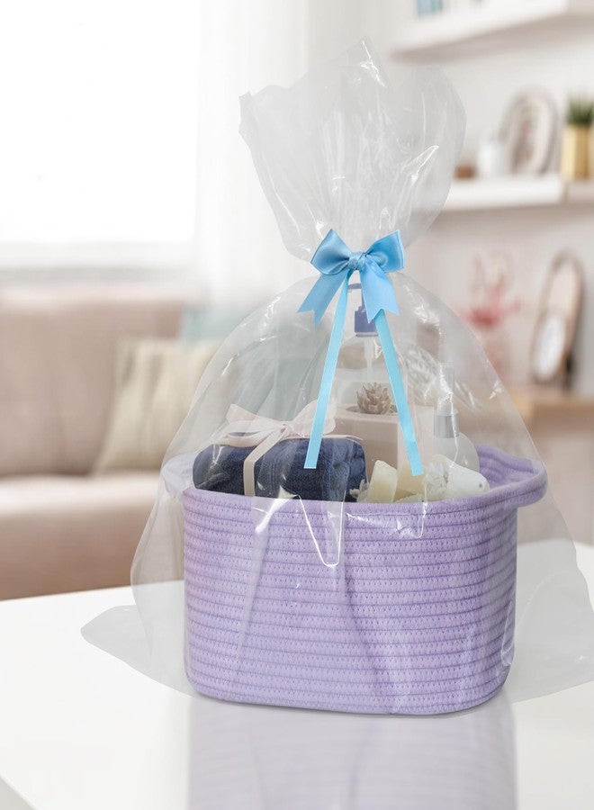 MEGASKET Purple Woven Basket, 13.5” x 10” x 6” Purple Empty Gift Basket to Fill, Decorative Cotton Rope Storage Bin for Organizing, Cute Baby Nursery Organizer, Rectangle Dog Toy Bin, Room Decor - Image 3
