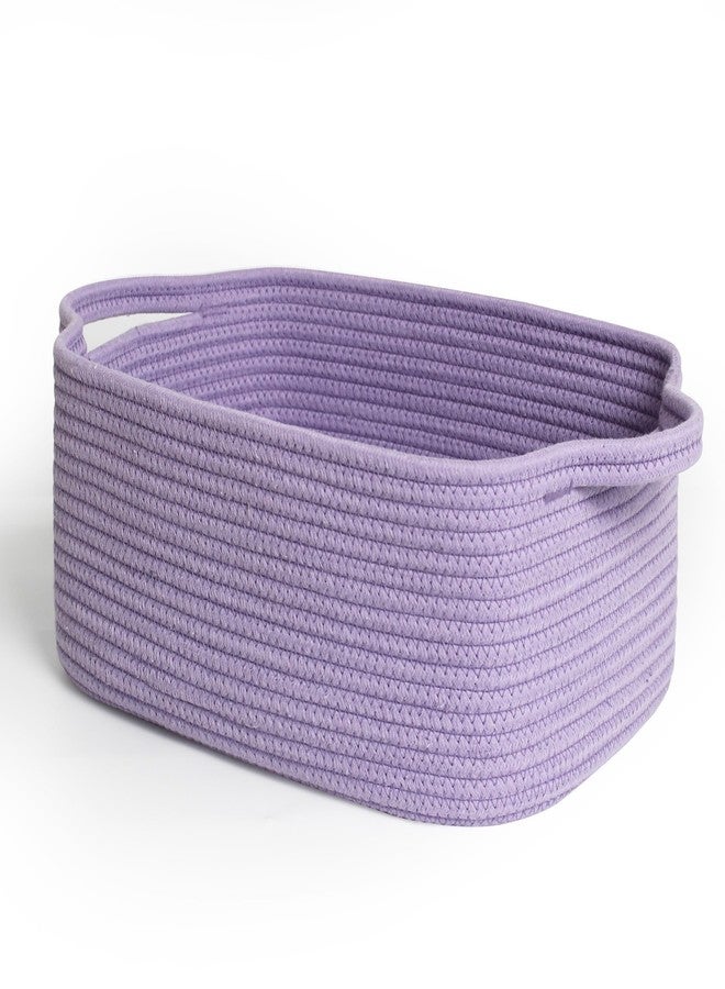 MEGASKET Purple Woven Basket, 13.5” x 10” x 6” Purple Empty Gift Basket to Fill, Decorative Cotton Rope Storage Bin for Organizing, Cute Baby Nursery Organizer, Rectangle Dog Toy Bin, Room Decor - Image 1
