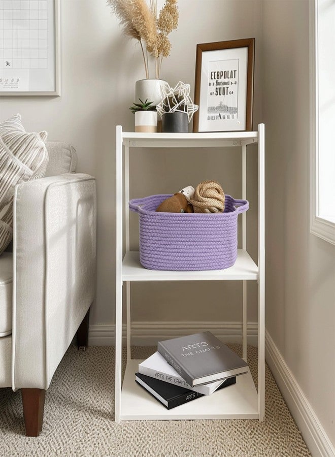 MEGASKET Purple Woven Basket, 13.5” x 10” x 6” Purple Empty Gift Basket to Fill, Decorative Cotton Rope Storage Bin for Organizing, Cute Baby Nursery Organizer, Rectangle Dog Toy Bin, Room Decor - Image 5
