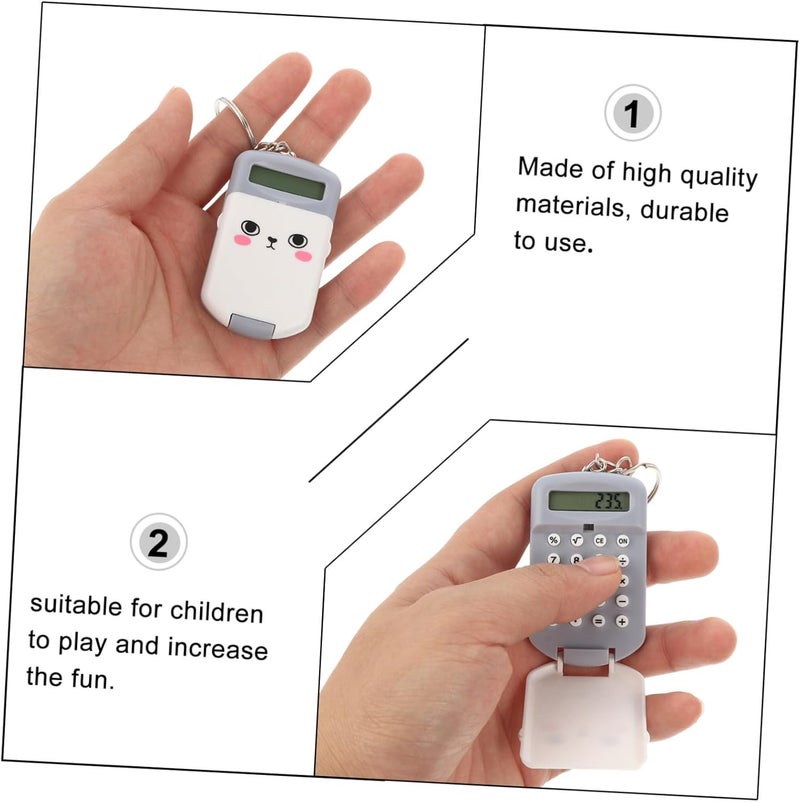 2pcs Mini Portable Calculator for Students, Cute Compact Electronic Accounting Calculator with Plastic Keys, Gray Color, Suitable for School and Office Use - Image 3