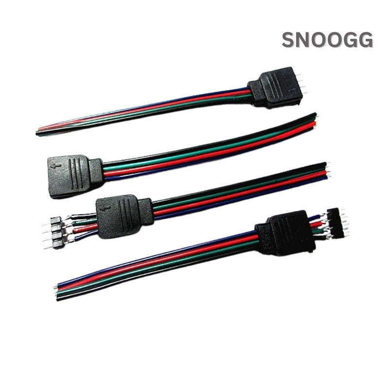 Snoogg 10 Pack of 4 pin RGB Female and Male Needle pins Connector 5 Piece of Each for Power Source and Extension of Flexible led Strips Unwired Gapless led Strip Adapter Extension - Image 2