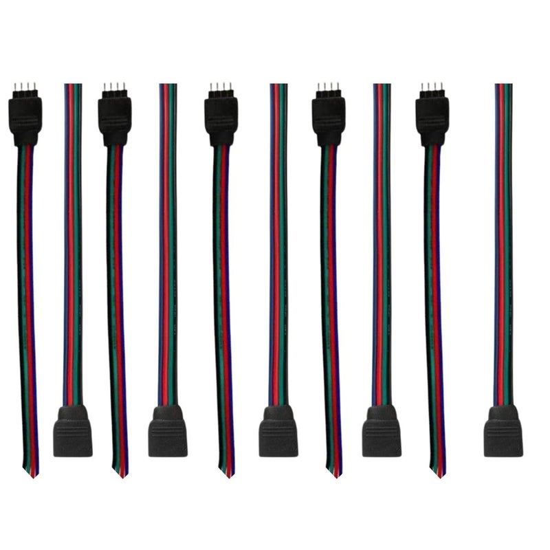 Snoogg 10 Pack of 4 pin RGB Female and Male Needle pins Connector 5 Piece of Each for Power Source and Extension of Flexible led Strips Unwired Gapless led Strip Adapter Extension - Image 1