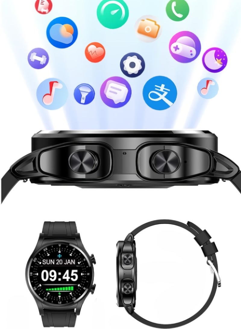 GT66 Smart Watch, Bluetooth Call Smart Sports Watch With Earphones, Comfortable Waterproof Health Monitoring Watch With Calories Burned Heart Rate Monitoring, (1pc, Brown, Leather Strap) - Image 4