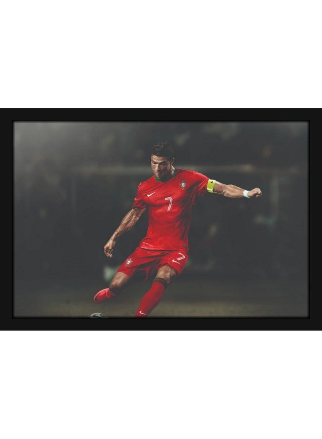 Mad Masters Christiano Ronaldo CR7 Soccer Player Painting Photo Frame for Living Room, Bedroom, Home Decor and Wall Decoration (MM 2011, 8x12 Inch, Paper, Without Plexi Glass) - Image 1