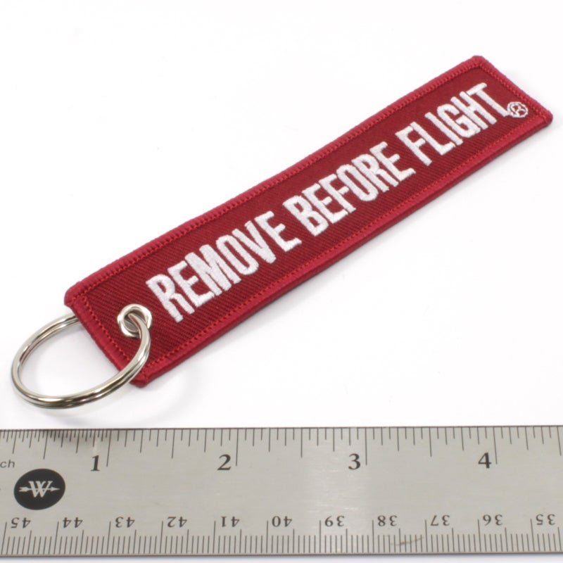 Rotary13B1 Remove Before Flight DARK RED Key Chain Aviation ATV Motorcycle Pilot Crew Tag - Image 1
