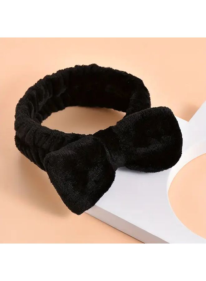 10pcs Soft Plush Bowknot Headbands Stretchy Comfortable Hair Ties Black White - Image 3