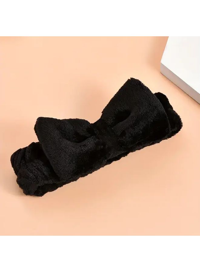 10pcs Soft Plush Bowknot Headbands Stretchy Comfortable Hair Ties Black White - Image 5