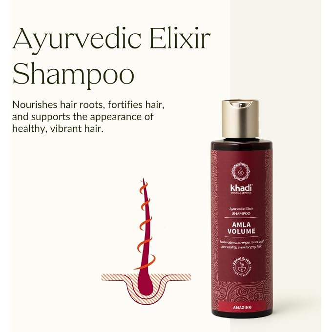 Khadi AMLA VOLUME Ayurvedic Shampoo Powerful hair & volume through strong hair roots 100% natural, vegan, silicone & sulfate-free 6.7 fl oz - Image 2