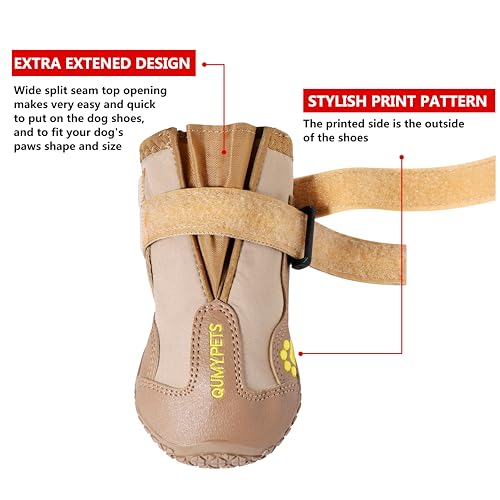 QUMY Dog Shoes for Large Dogs, Medium Dog Boots & Paw Protectors for Winter Snowy Day, Summer Hot Pavement, Water-Resistant in Rainy Weather, Outdoor Walking, Indoor Hardfloors Skid-Resistant Sole - Image 4