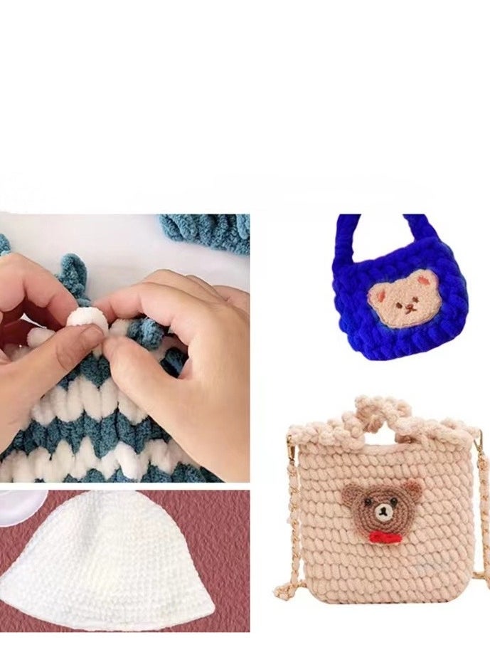 5 Pcs Puffy Fine Yarn Baby Micropolyester Soft Diy Blanket Hand Knitting Yarn Blue - Image 2