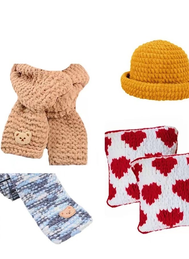 5 Pcs Puffy Fine Yarn Baby Micropolyester Soft Diy Blanket Hand Knitting Yarn Blue - Image 3