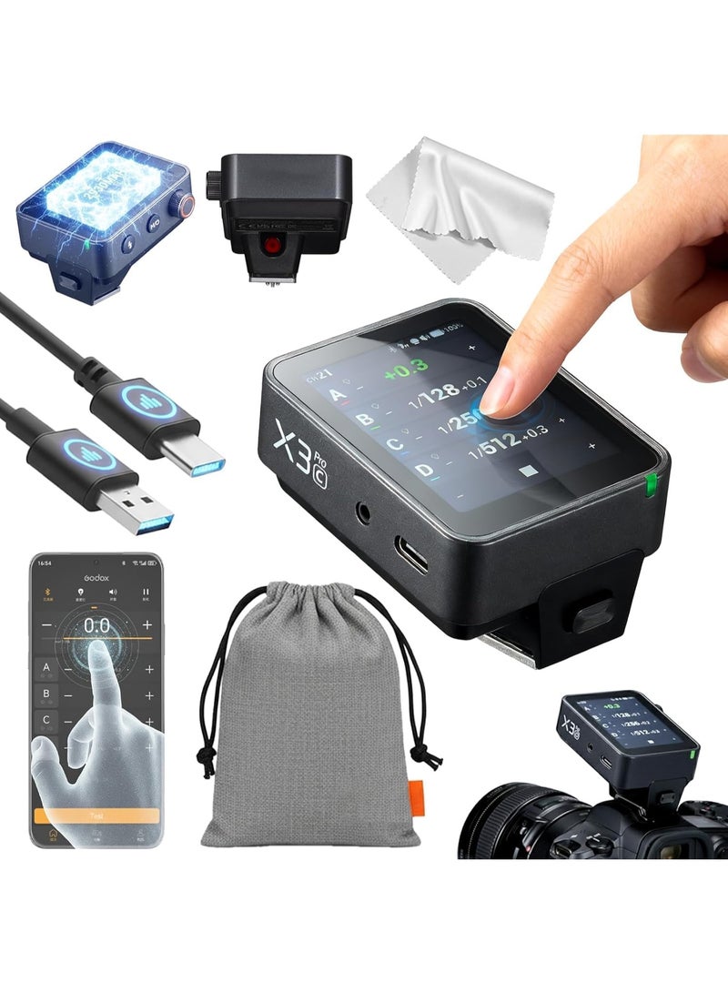 Godox X3 Pro C Wireless Flash Trigger For Canon – 2.4" Touch Screen, TTL & 1/8000s HSS, 2.4GHz X System, 16 Groups/32 Channels, Bluetooth App Control, Built-In 2930mAh Battery, USB-C Fast Charging - Image 1