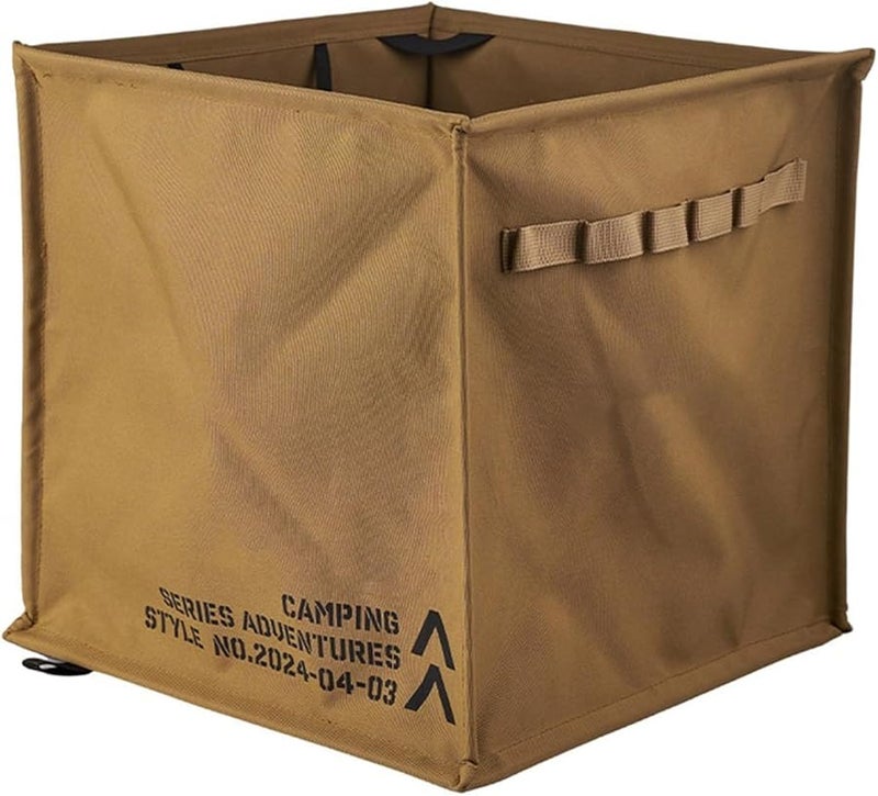 Khaki Folding Camping Trash Can Reusable Portable Yard Waste Bag Garbage Bin - Image 2
