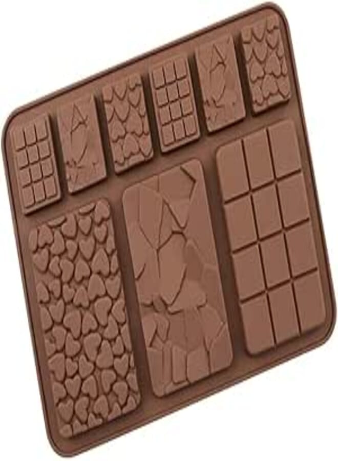 SHOAIB Multi Chocolate Bar Mould / Silicone Waffle Shape Chocolate Mould for Jelly, Candy, Fondant (Brown, 6x8inch)
