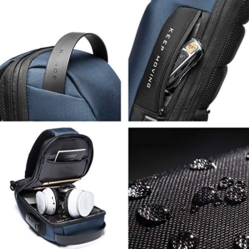 BANGE Unisex Multifunctional Anti-thief Polyester Sling Bag with USB Charging (Blue) - Image 4