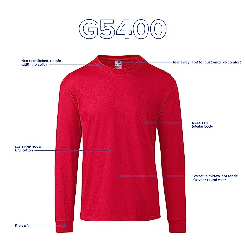 Gildan Men's Heavy Cotton Long Sleeve T-Shirt, Style G5400, 2-Pack, White, X-Large - Image 4