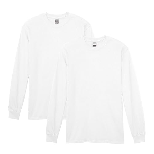 Gildan Men's Heavy Cotton Long Sleeve T-Shirt, Style G5400, 2-Pack, White, X-Large - Image 1